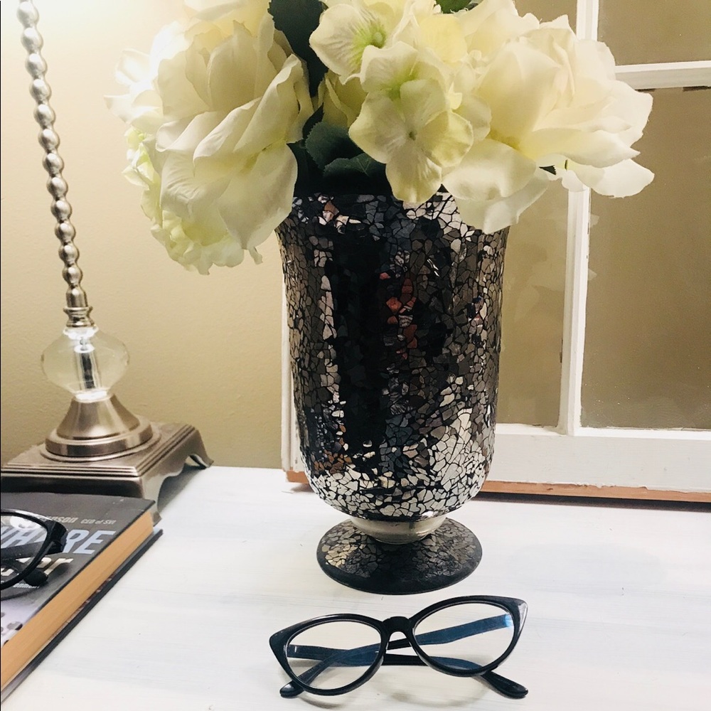 Chic Charcoal crushed mirror vase